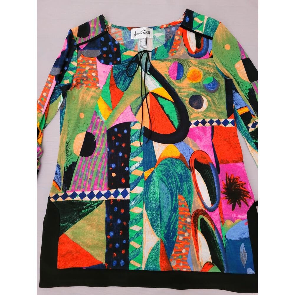 Joseph Ribkoff Abstract Tunic Top SZ 8 Modern Artsy Boho Quality